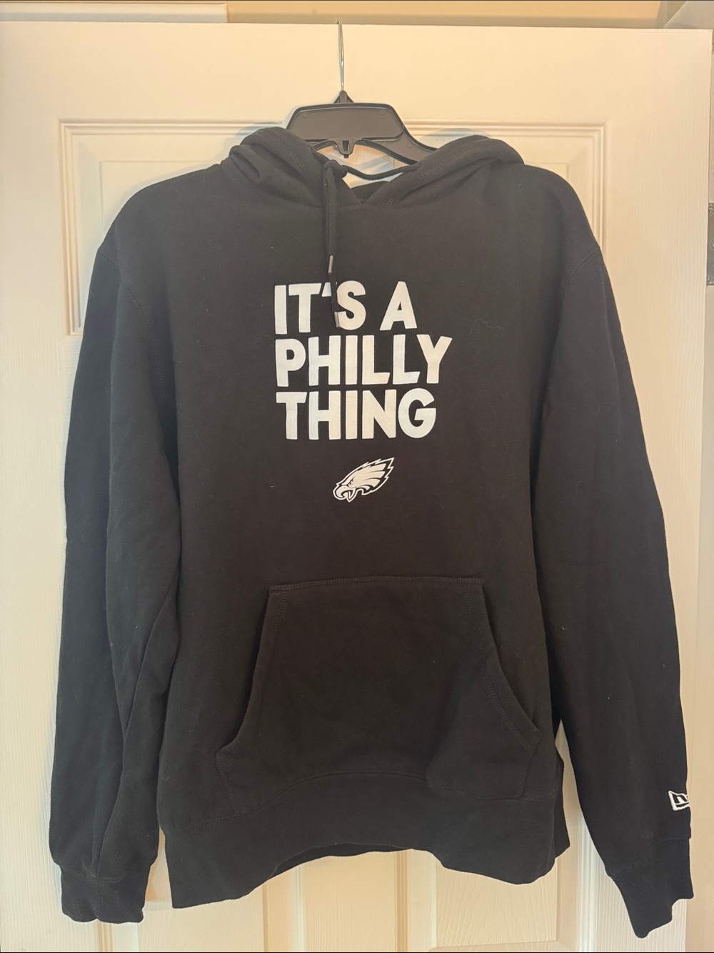 New Era Black Crewneck Hoodie with White 'It's A Philly Thing' Graphic
